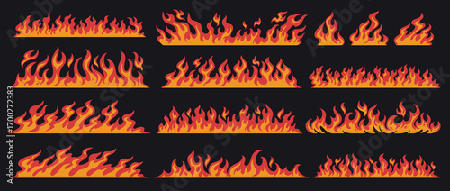 Vibrant flames in various styles and sizes