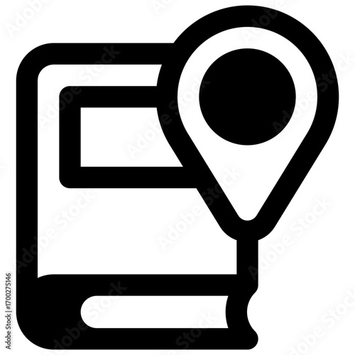 Travel guide. Outlined stroke vector icon with black-filled details.