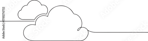 Clouds one continuous line art, Vector illustration, One line art, Line art graphic style
