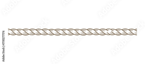 Brown Rope Border, Twisted Cable, Decorative Element, Seamless Pattern Vector Illustration