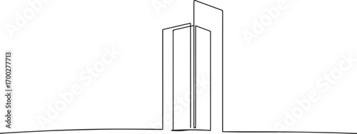 A modern office building one continuous line art, Vector illustration, One line art, Line art graphic style