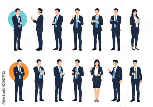 Professional business people collection representing diverse workplace scenarios