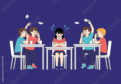 Student feeling overwhelmed surrounded by classmates talking and throwing paper airplanes