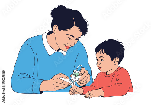 Parent helping child with a science experiment at home indoors