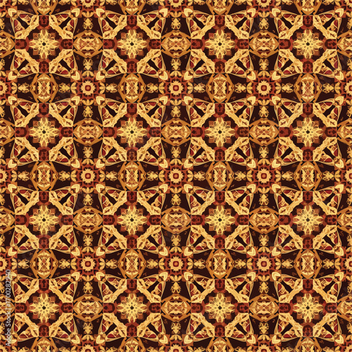 Intricate ornamental pattern with a rich blend of brown and gold tones, patern seamless, royalty stock.