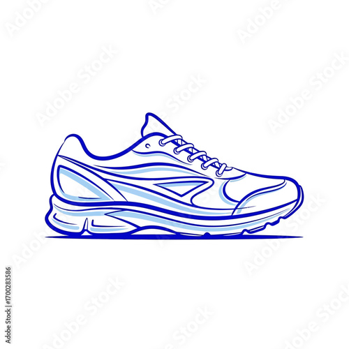Dynamic Running Shoe Outline Illustration.