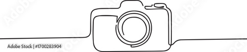 camera in continuous one continuous line art, Vector illustration, One line art, Line art graphic style.