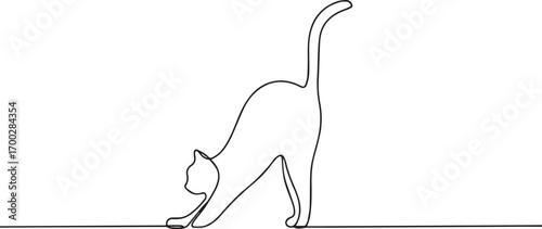 Cat in continuous one continuous line art, Vector illustration, One line art, Line art graphic style.
