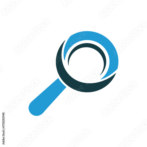Modern blue magnifying glass icon for digital search and discovery concepts