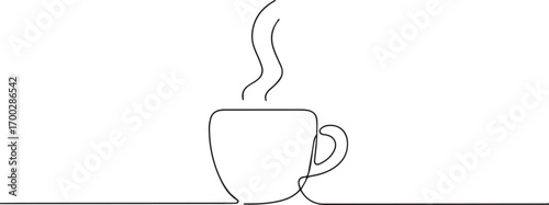 coffee cup continuous one continuous line art, Vector illustration, One line art, Line art graphic style.