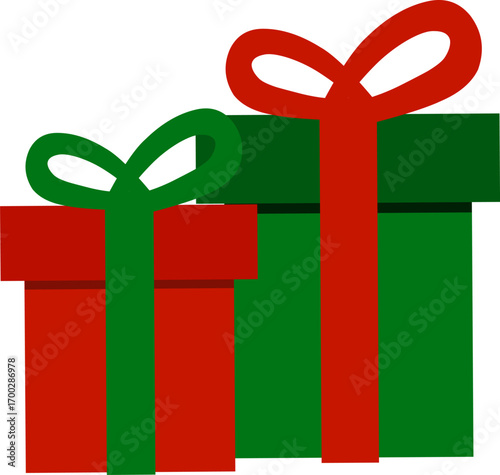 red and green gift box with ribbon
