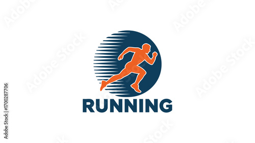 Dynamic runner icon symbolizing speed motion and athletic performance for sports and fitness