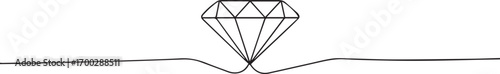 Diamond continuous one continuous line art, Vector illustration, One line art, Line art graphic style.