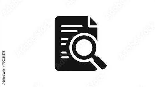 Document with Magnifying Glass Icon for Search and Analysis Themes