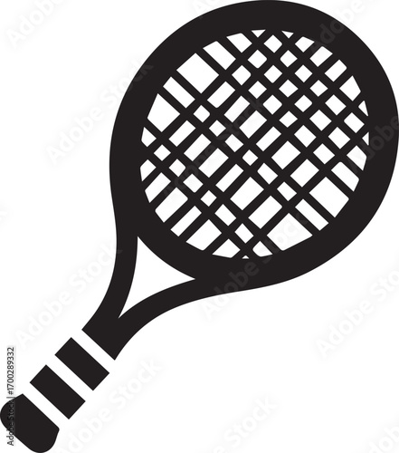 Tennis racket icon. black and white