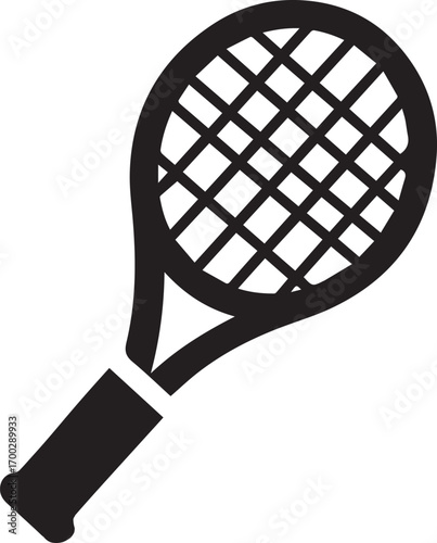 Tennis racket icon. black and white