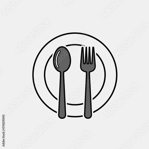 Simple Spoon and Fork on Plate Setting.