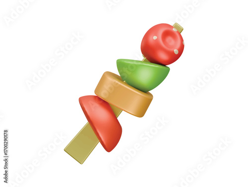 fruit satay icon 3d illustration render