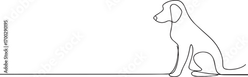 Dog in continuous one continuous line art, Vector illustration, One line art, Line art graphic style.