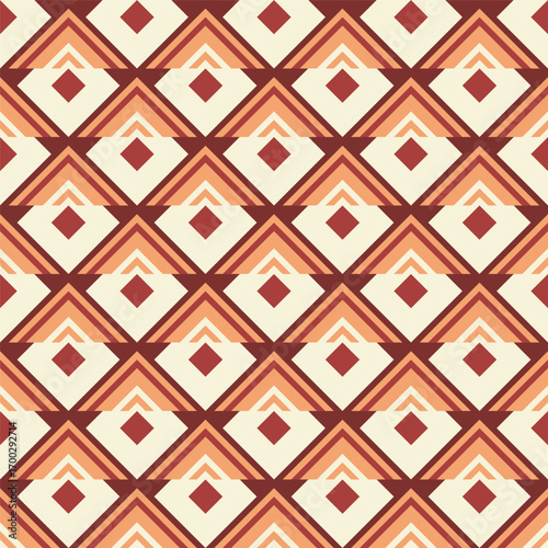 Geometric Seamless Triangle and Diamond Pattern with Warm Earth Tone Colors