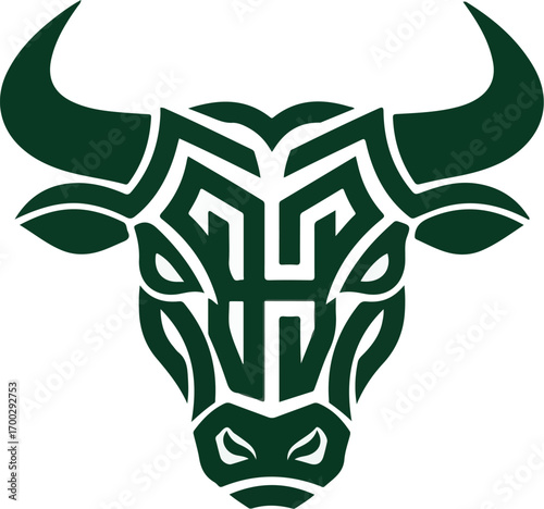 Abstract Bull Vector Illustration in Geometric Style Green Animal Design