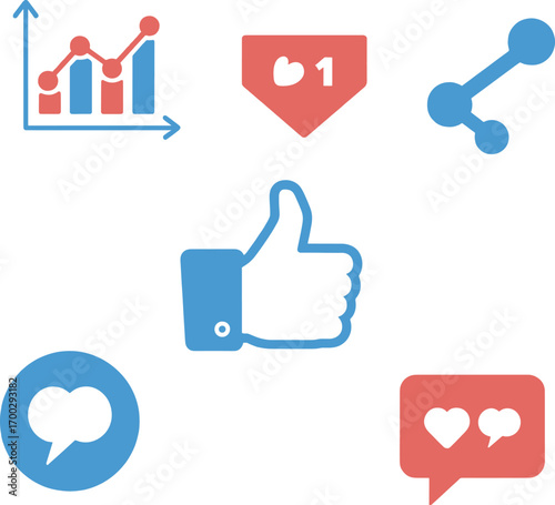 Like and Unlike Thumb Icons for Social Media Design