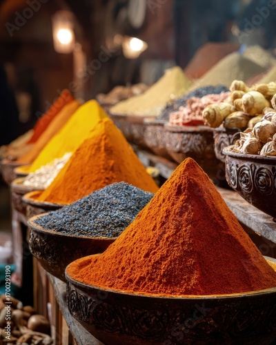Fototapeta Naklejka Na Ścianę i Meble -  Colorful Spice Display In A Market