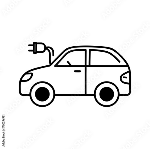Electric car vector with charging plug icon
