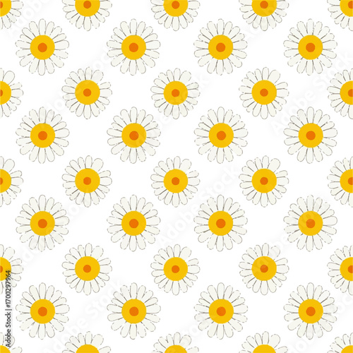 Delicate white daisy floral pattern, evoking a sense of fresh spring and summer beauty, ideal for cheerful and serene design projects