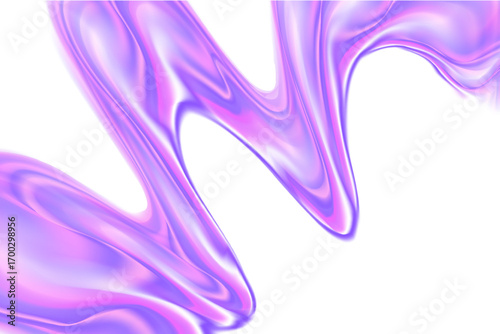 Futuristic lavender color 3D liquid flowing wave form, iridescent holographic splash isolated design element, transparent background, abstract geometric glass shape decoration.