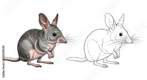 Greater Bilby Alert Pose Coloring Page Outline Sketch Printable Educational Fun for Kids Adults