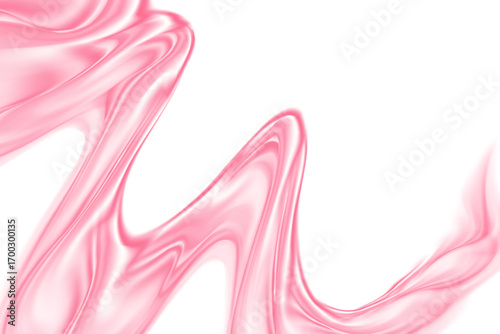 Futuristic light pink color 3D liquid flowing wave form, iridescent holographic splash isolated design element, transparent background, abstract geometric glass shape decoration.