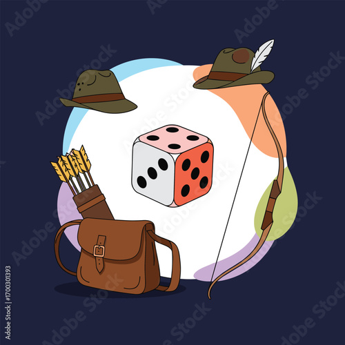 Adventure and games theme elements for storytelling and tabletop experiences collection