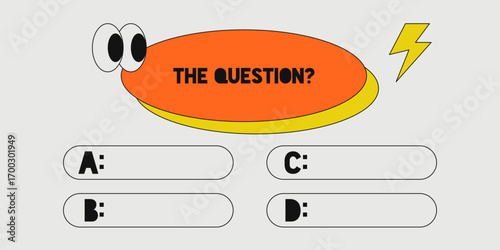 Template question and answers in pop art style vector template for quiz game. Social media concept. Vector illustration