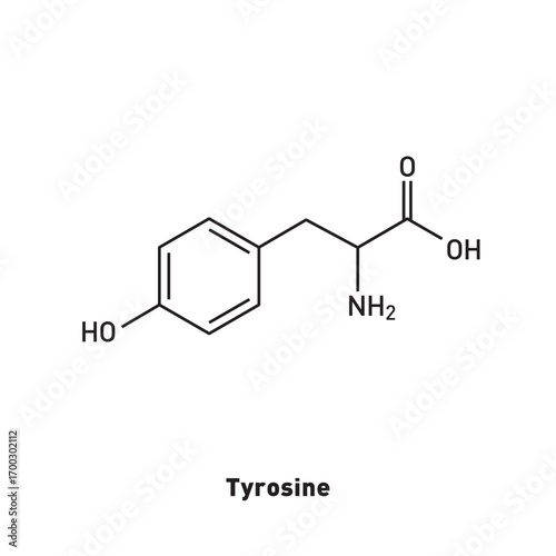 Structural formula of Tyrosine. Scientific substance. Nonessential amino acid.