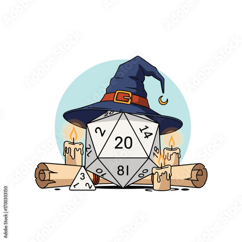 Enchanted dice and arcane scrolls illuminate the path to magical adventure and storytelling
