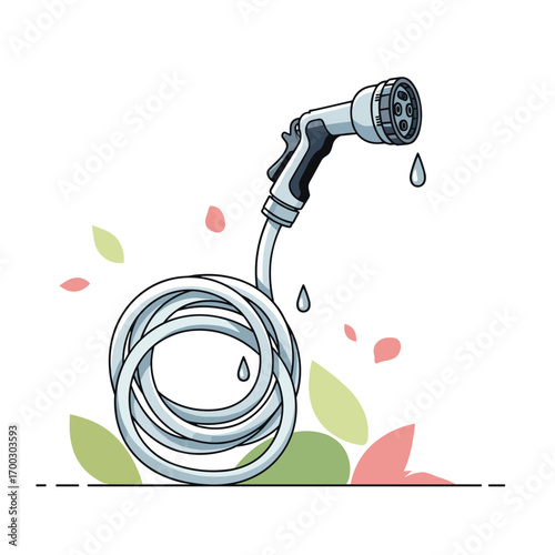 Versatile garden watering hose with adjustable spray nozzle for outdoor plant care and cleaning tasks