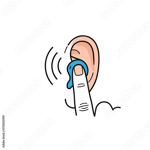 Inserting an earplug to block out noise and improve concentration for better hearing protection
