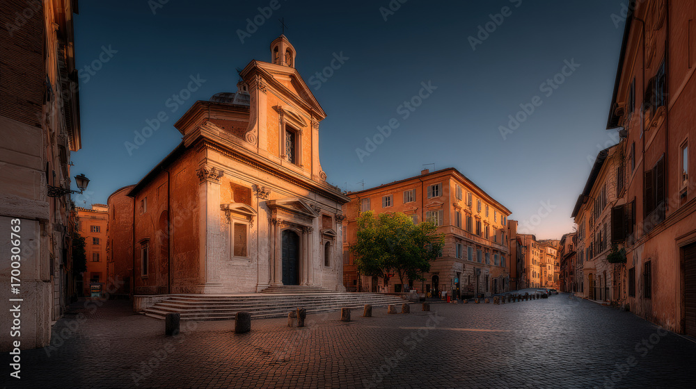 Fototapeta premium stunning architecture of rome illuminated by soft morning light creates enchanting atmosphere