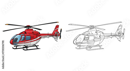 Helicopter Coloring Page with Clean Lines for Artistic Fun and Learning