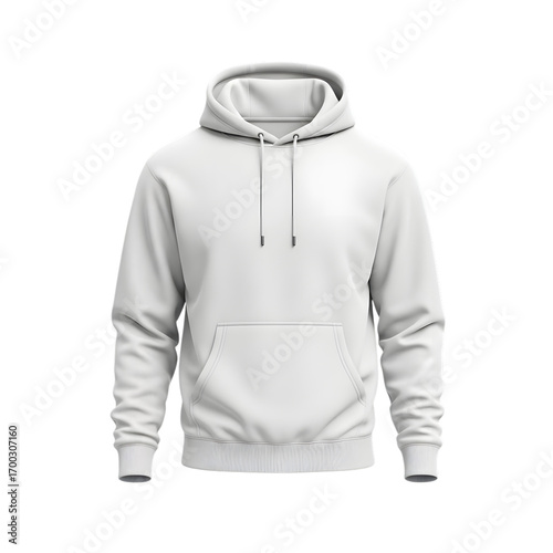 White hoodie isolated on transparent background for casual wear and streetwear style