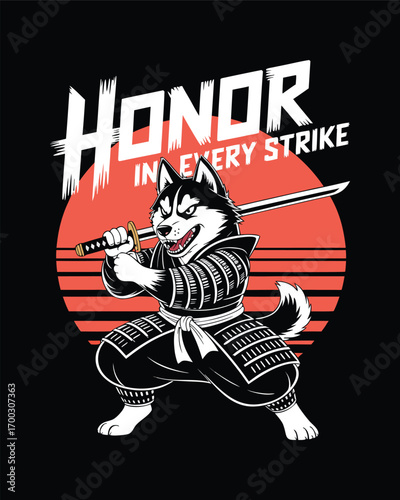 A husky samurai warrior with honor in every strike