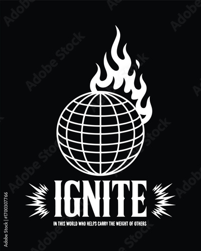 Ignite logo featuring a globe and a flame design
