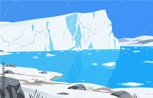 Graphic illustration style, landscape image, vector image	