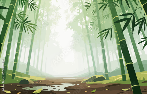 Graphic illustration style, landscape image, vector image	