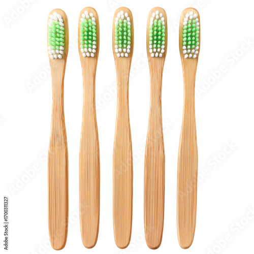 Eco Toothbrushes Aligned on Transparent Background