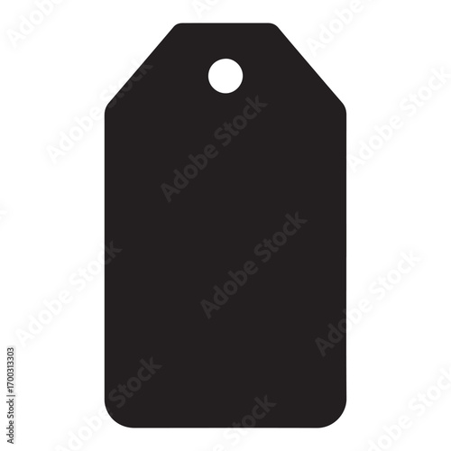 A simple black blank price tag with a hole for hanging