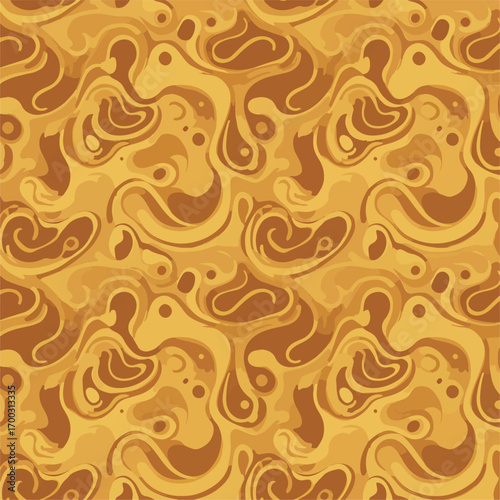 Caramel swirl pattern vector graphic with smooth shapes and earth tone colors, seamless pattern, royalty free stock.