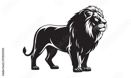 Walking Lion Silhouette | Wildlife Jungle Cat Vector | Safari Outline Artwork