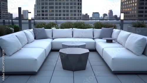 Modern outdoor sofa set cityscape